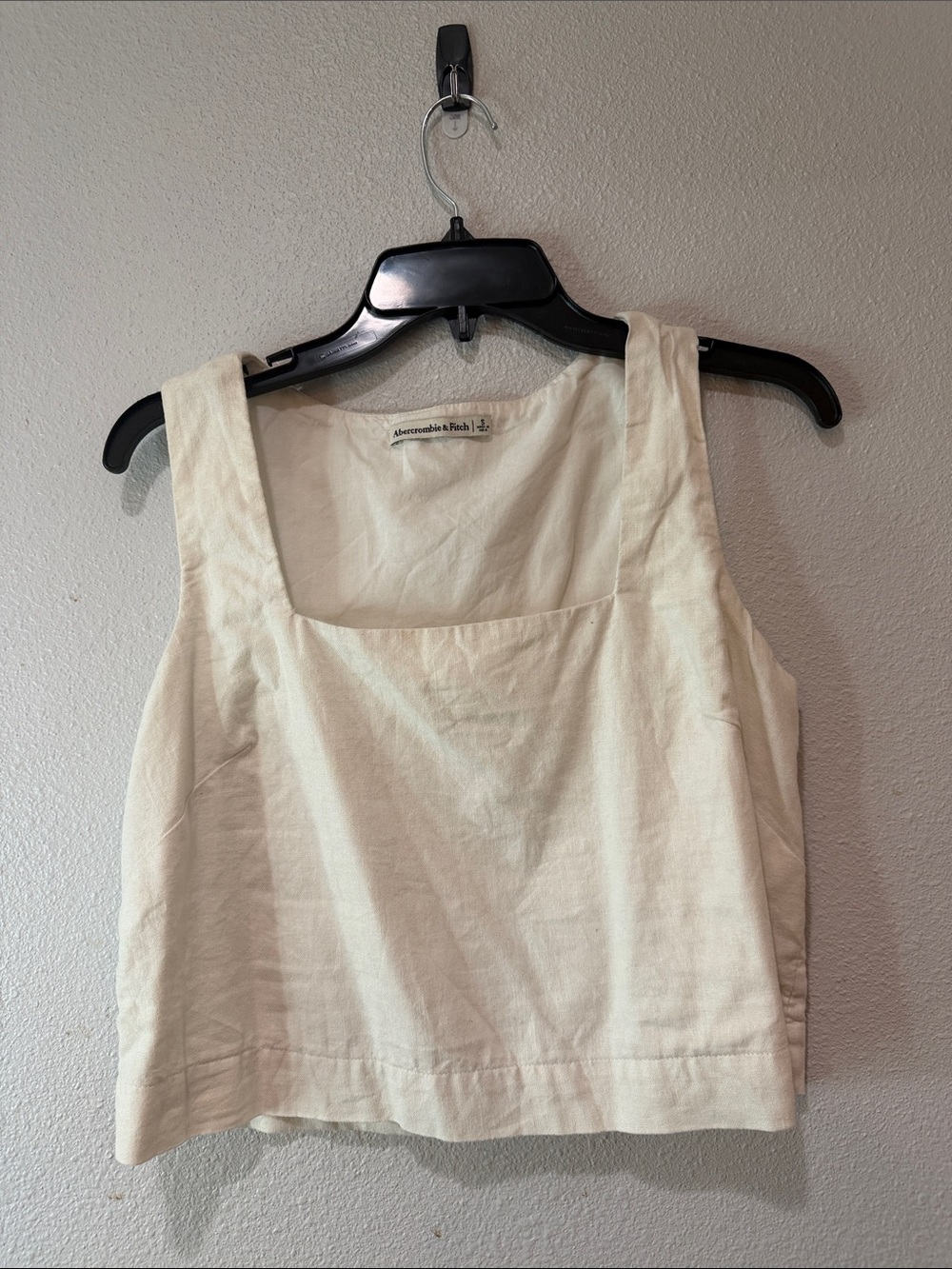 Abercrombie & Fitch Cream Square Neck Cropped Tank
